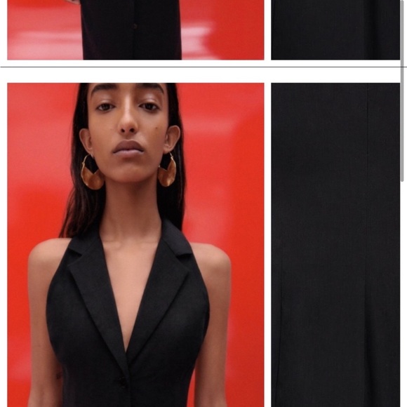 Zara Black Linen Sleeveless Vest Midi Dress - Picture 6 of 11